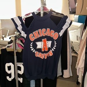 ASOS chicago sweatshirt w cut out ruffle sleeve